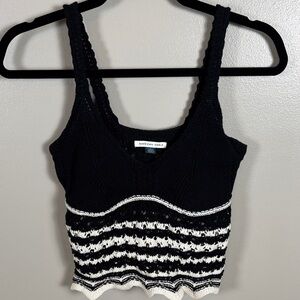 American Eagle Outfitters Black and White Patterned Crop Top